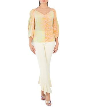 Stella McCartney Ladies High Waist Flared Ruffled Pants, Brand Size 38 (Us - Natural