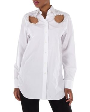 Stella McCartney Crystal-Embellished Cut-Out Shirt - White