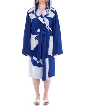 Burberry Equestrian Knight-Print Robe - Blue