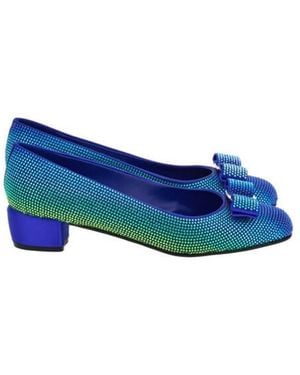 Ferragamo Vara Crystal-Embellished Court Shoes - Blue