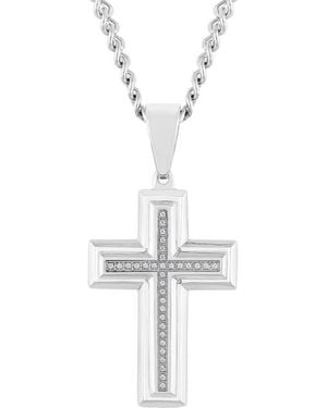 Robert Alton 1/10Ctw Diamond Stainless Steel Cross Pendant - Metallic