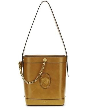 Versace Medusa Cameo Appliqu Bucket Bag - Brown
