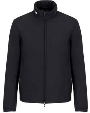 Emporio Armani Essentials Full-Zip Nylon Jacket With Stowaway Hood, Brand Size 52 Us - Blue