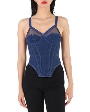 Burberry Ladies Dark Canvas Denim Corset Top, Size 8 (Us - Blue