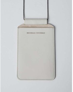 Brunello Cucinelli New Lamb Leather Minimalist Crossbody Bag - Grey