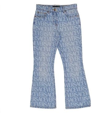 Versace All Over Monogram Flare Denim Jeans, Waist - Blue