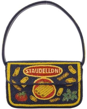 STAUD Beaded Embroidered Shoulder Bag - Black