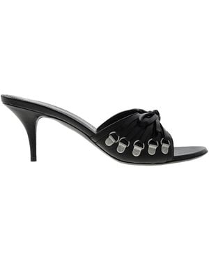 Balenciaga Cagole 70 Leather Mule Sandals, Brand Size 37 Us - Black