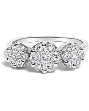Haus of Brilliance 14K 1-1/4 Cttw Diamond Three Round Floral Clusters Engagement Or Fashion Ring - White