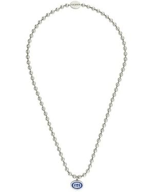 Gucci Interlocking G Boule Chain Sterling Enamel Necklace - Metallic