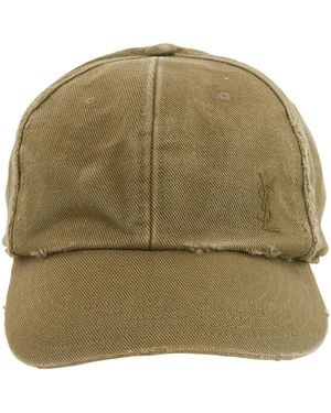 Saint Laurent Washed Denim Cap - Green