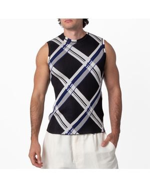 Burberry Check Jacquard-Knitted Silk Vest - Black