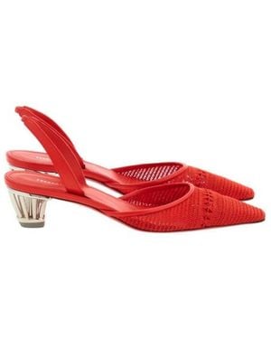 Ferragamo Alyssa Mesh Slingback Pumps - Red