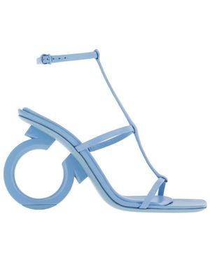 Ferragamo Elina T-Strap Gancini Sandals - Blue