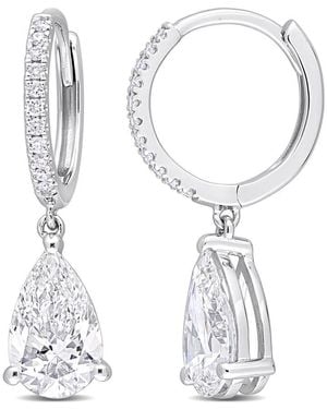 Created Forever 2 1/10 Ct Tw Pear & Round Lab Created Diamond Huggie Charm Earrings - White