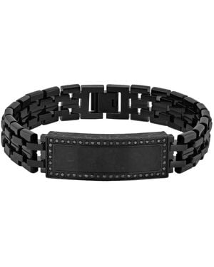 Robert Alton 3/8Ctw Diamond Stainless Steel With Finish Carbon Fibre Id Bracelet - Black