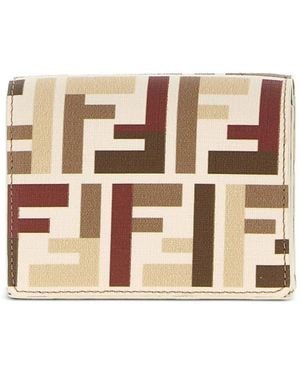 Fendi Ff Jacquard Roma Tri-Fold Wallet - Natural