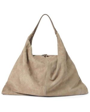 Brunello Cucinelli Suede Slouchy Bag - Natural
