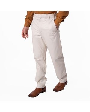 Bally Light Bone Leather Trousers - Natural