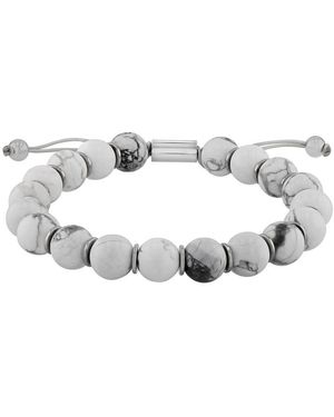 Robert Alton Stainless Steel Howlite Bead Bolo Bracelet - Metallic