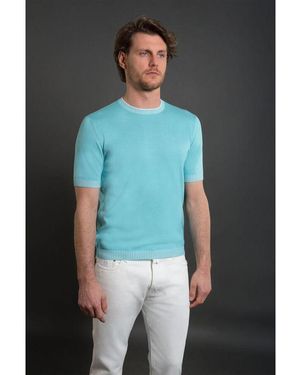 Moorer Light Short Sleeve Sweater - Blue