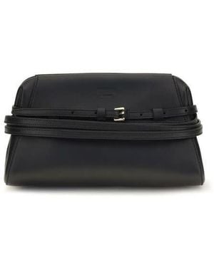 Moschino Belt-Detail Goatskin Clutch - Black