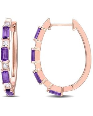 Amour 2 1/6 Ct Tgw African-Amethyst Topaz Hoop Earrings - Pink