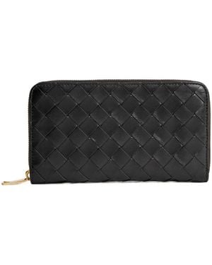 Bottega Veneta Intrecciato Zip-Around Wallet - Black