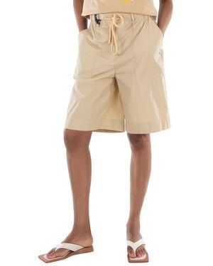 Moncler Logo-Patch Drawstring Shorts, Brand Size 40 (Us - Natural
