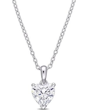 Amour 1 Ct Dew Heart Shaped Created Moissanite Solitaire Pendant With Chain - Metallic
