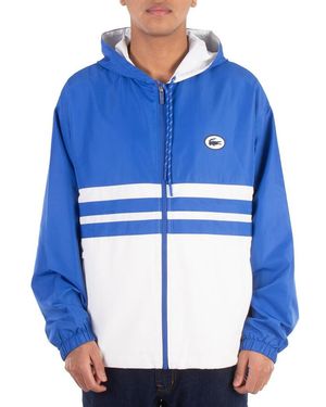 Lacoste Colourblock Hooded Windbreaker Jacket - Blue