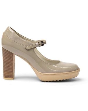 Tod's Tod's Block-Heel Buckle-Strap Heeled Pumps - White