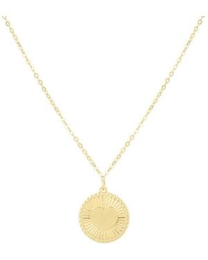 Tresorra 14K Radiating Heart Medallion Pendant Necklace - Metallic