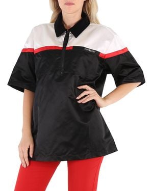 Burberry Ladies Colourblock Silk Satin Oversized Short Sleeve Bowling Shirt, Brand Size 2 (Us - Black