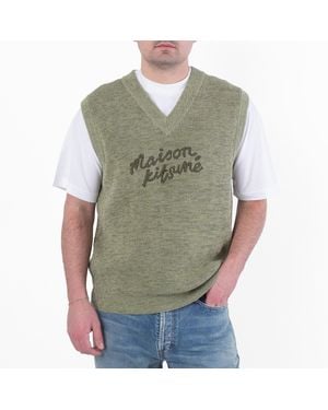 Maison Kitsuné Embroidered Logo Sleeveless Jumper - Green