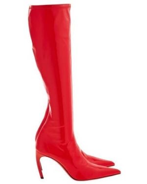 Ferragamo Bri High Patent Stretch Boots - Red