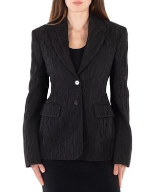 Stella McCartney Tree Bark Jacquard Single-Breasted Blazer, Brand Size 36 (Us - Black
