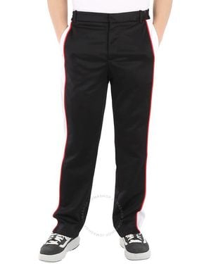 Burberry Straight-Leg Side Stripe Cotton-Blend Pants, Brand Size 50 (Large) - Black
