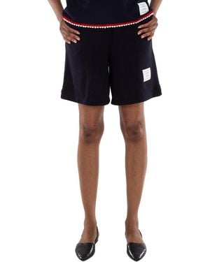 Thom Browne Ladies Name-Tag Ribbed Shorts, Brand Size 40 (Us - Blue