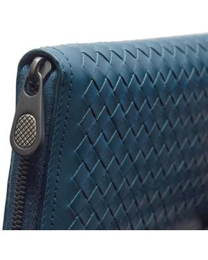 Bottega Veneta Zip Around Long Leather Wallet - Blue
