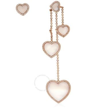 Apm Monaco Asymmetric Nacre Paved Heart Earrings - White
