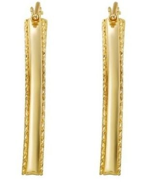 Tresorra 14K Large Diamond Cut Marquise Hoop Earrings - Metallic
