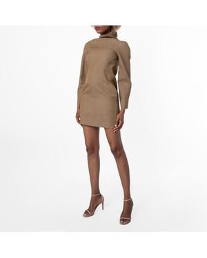 Burberry Tailored Wool Zipped Mini Dress, Brand Size 8 Us - Natural