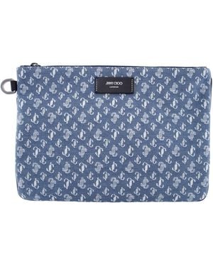 Jimmy Choo Derek-N Jc Monogram Denim Clutch - Blue