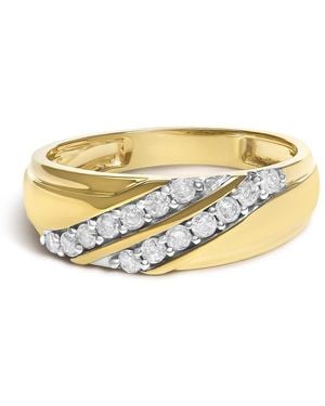 Haus of Brilliance 14K Plated Sterling 3/8 Cttw Diamond Crossover Band Ring - Metallic