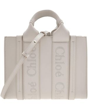 Chloé Small Woody Logo Tote Bag - Natural