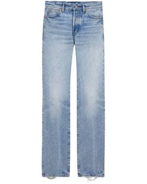 Saint Laurent Sicily Denim Nico Low-Rise Jeans, Waist - Blue