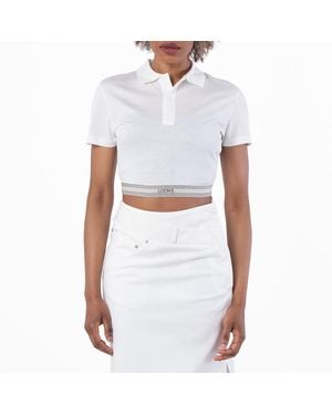 Loewe Cropped Logo Jacquard Polo Shirt - White