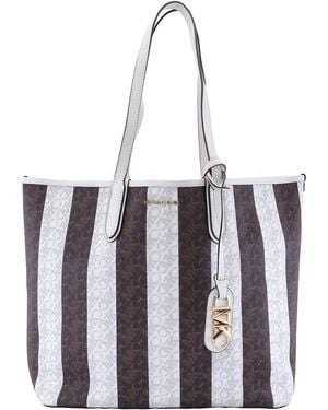 Michael Kors Eliza Large Striped Tote Bag - Purple