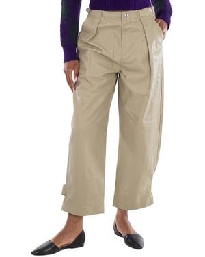 Burberry Pleated Leather Trousers - Green